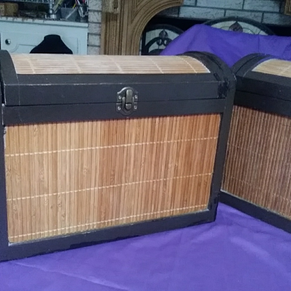Vintage wood/rattan boxes
